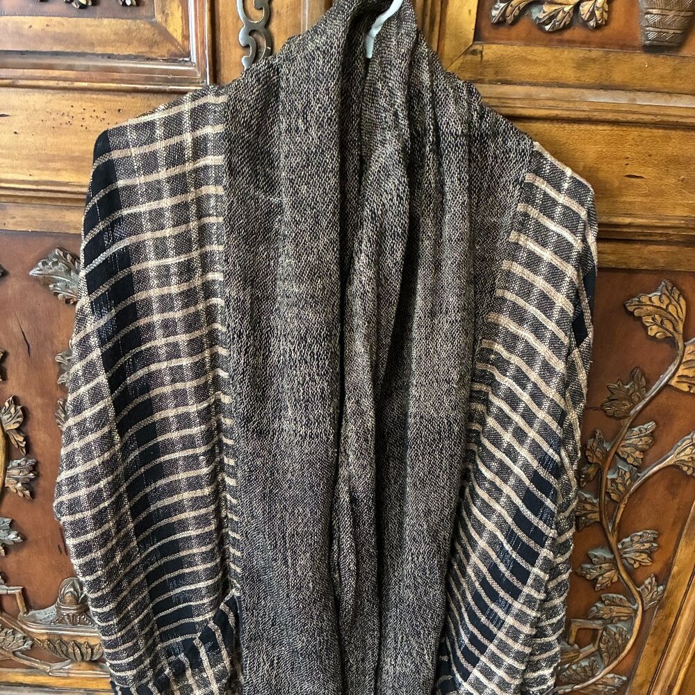 Santa Fe Hemp Woven 100% Cotton Knit Shawl Cardigan Jacket with Big Pockets Boho